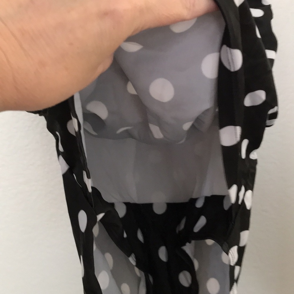 🖤NEW BLACK W/WHITE POLKA DOTS ONE PIECE SUIT PUSH UP BRA W/UNDERWIRES XL NWOT - Picture 3 of 7
